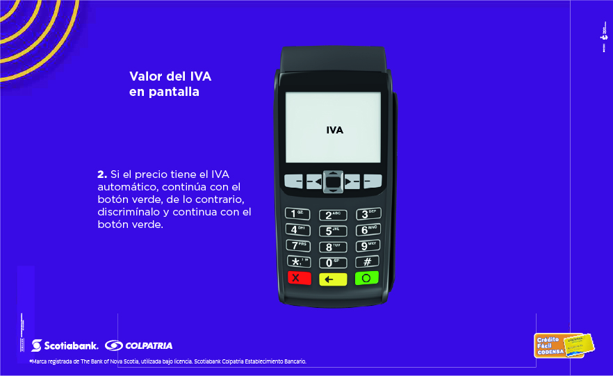 Valor del IVA en pantalla 